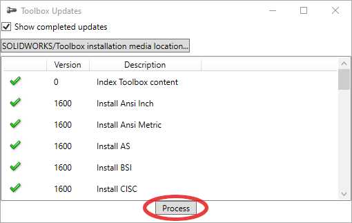 Toolbox güncelleme yardımcı programı ve kurulum diyalog penceresi