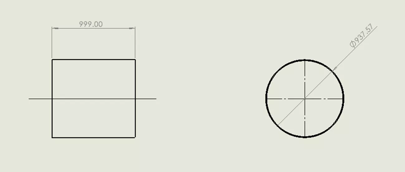 SOLIDWORKS çizim dosyası merkez çizgileri gösterimi