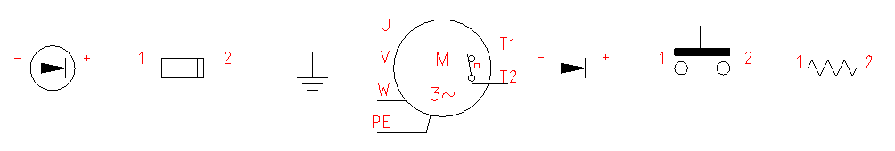 Screenshot del disegno di schema elettrico 2D in DraftSight