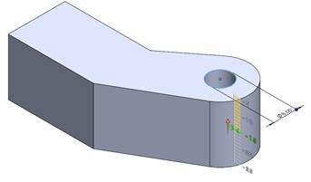 Screenshot showing SOLIDWORKS one-click base and hole extrusion