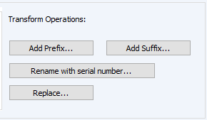 Screenshot che mostra le operazioni di trasformazione dei nomi dei file di SOLIDWORKS PDM Copy Tree